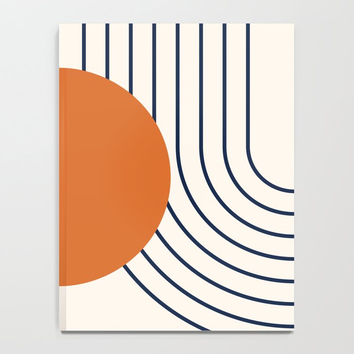 Geometric Lines in Navy Blue Orange 1 (Rainbow Abstraction) Notebook Gallery Image 4