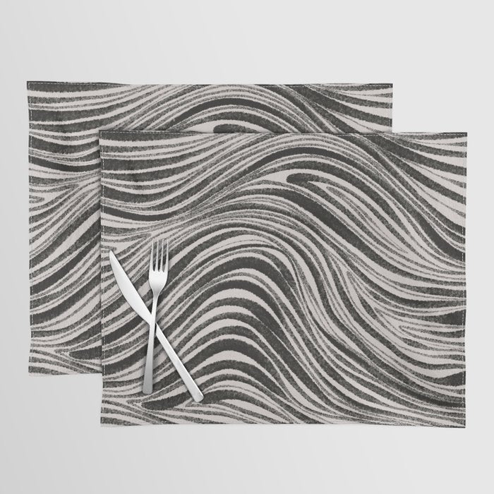 Black & White Irregular Lines Placemat Gallery Image 1