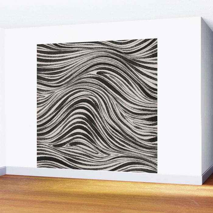 Black & White Irregular Lines Wall Mural Gallery Image 2
