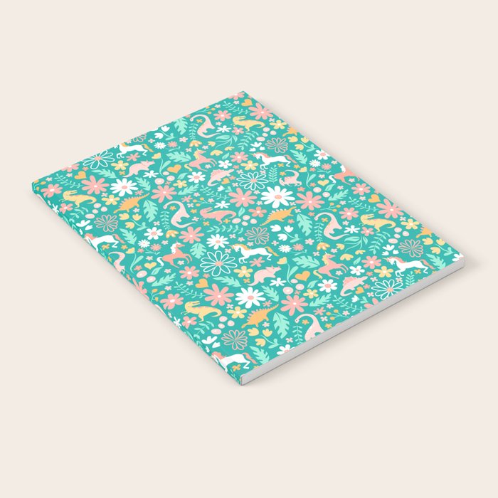 Dinosaurs + Unicorns on Teal Notebook Gallery Image 2