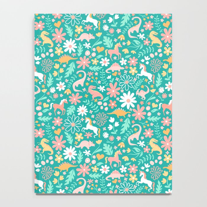 Dinosaurs + Unicorns on Teal Notebook Gallery Image 4