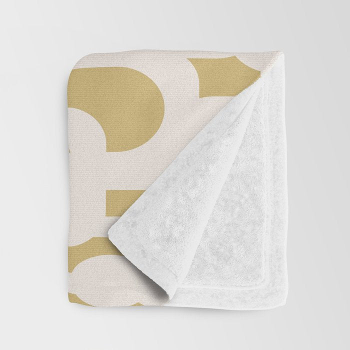 Mid Century Modern Loop Pattern in Cream and Muted Dijon Gold Throw Blanket Gallery Image 3