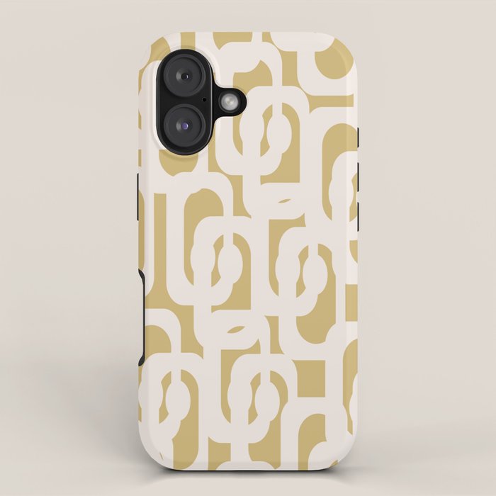 Mid Century Modern Loop Pattern in Cream and Muted Dijon Gold iPhone Case Gallery Image 1