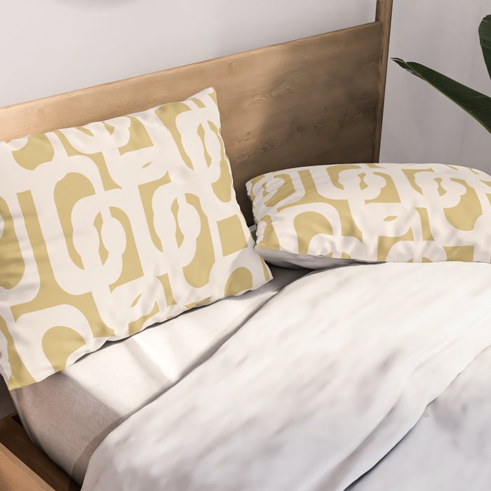 Mid Century Modern Loop Pattern in Cream and Muted Dijon Gold Pillow Sham Gallery Image 2