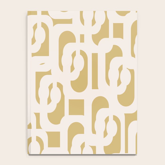 Mid Century Modern Loop Pattern in Cream and Muted Dijon Gold Notebook Gallery Image 4