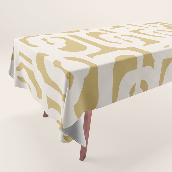 Mid Century Modern Loop Pattern in Cream and Muted Dijon Gold Tablecloth Gallery Image 1