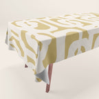 Mid Century Modern Loop Pattern in Cream and Muted Dijon Gold Tablecloth Gallery Image 1