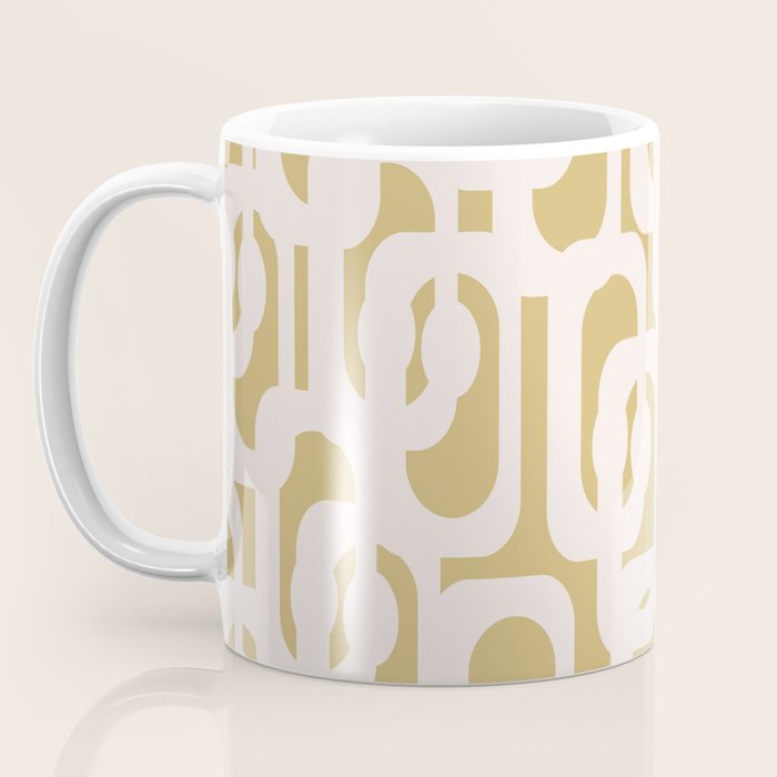 Mid Century Modern Loop Pattern in Cream and Muted Dijon Gold Coffee Mug Gallery Image 3