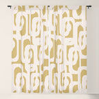 Mid Century Modern Loop Pattern in Cream and Muted Dijon Gold Window Curtain Gallery Image 5
