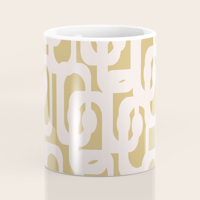 Mid Century Modern Loop Pattern in Cream and Muted Dijon Gold Coffee Mug Gallery Image 4
