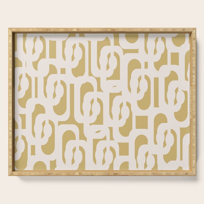Mid Century Modern Loop Pattern in Cream and Muted Dijon Gold Serving Tray Gallery Image 1