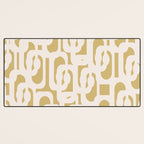 Mid Century Modern Loop Pattern in Cream and Muted Dijon Gold Desk Mat Gallery Image 3