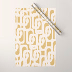 Mid Century Modern Loop Pattern in Cream and Muted Dijon Gold Wrapping Paper Gallery Image 1