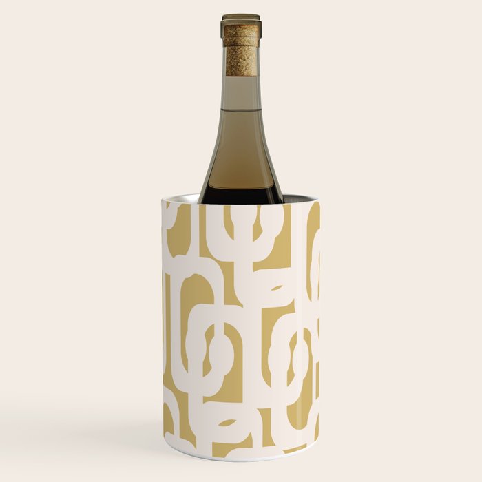 Mid Century Modern Loop Pattern in Cream and Muted Dijon Gold Wine Chiller Gallery Image 1