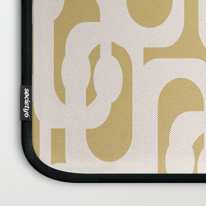 Mid Century Modern Loop Pattern in Cream and Muted Dijon Gold Laptop Sleeve Gallery Image 3