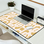 Mid Century Modern Loop Pattern in Cream and Muted Dijon Gold Desk Mat Gallery Image 2