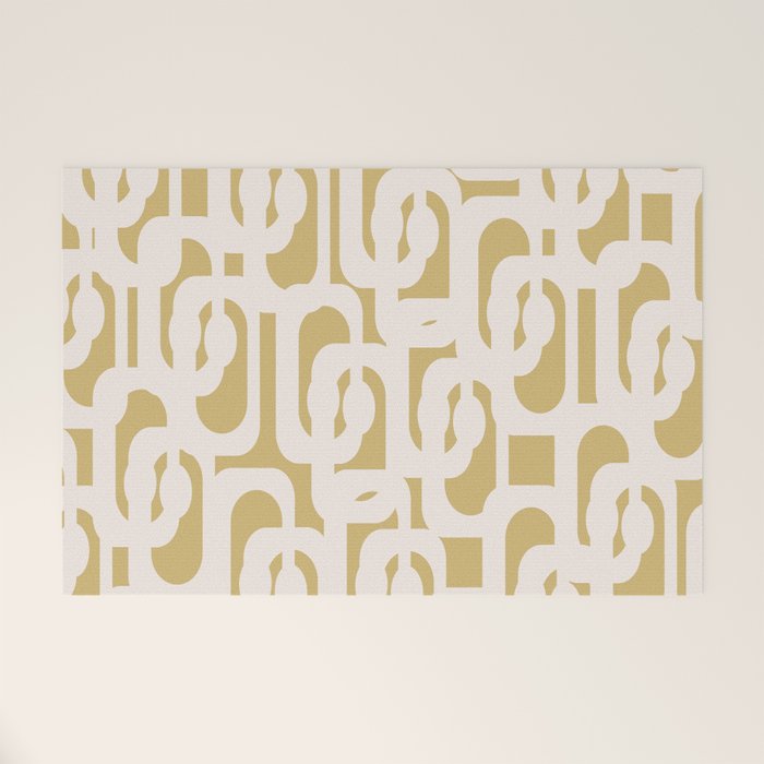 Mid Century Modern Loop Pattern in Cream and Muted Dijon Gold Welcome Mat Gallery Image 1