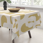 Mid Century Modern Loop Pattern in Cream and Muted Dijon Gold Tablecloth Gallery Image 3