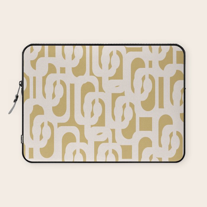 Mid Century Modern Loop Pattern in Cream and Muted Dijon Gold Laptop Sleeve Gallery Image 1