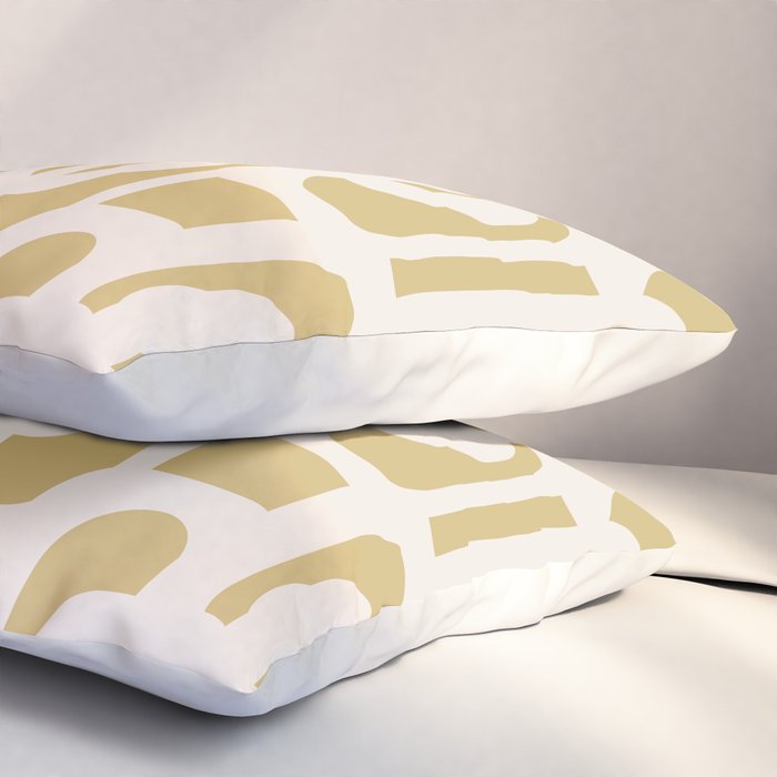 Mid Century Modern Loop Pattern in Cream and Muted Dijon Gold Pillow Sham Gallery Image 3