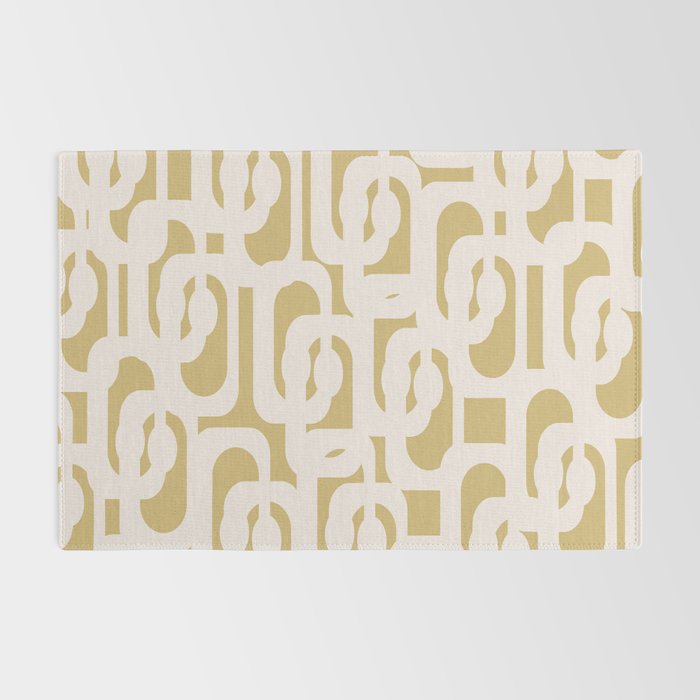 Mid Century Modern Loop Pattern in Cream and Muted Dijon Gold Rug Gallery Image 2