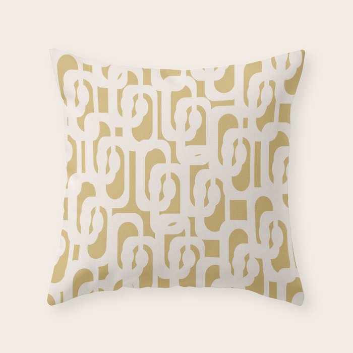 Mid Century Modern Loop Pattern in Cream and Muted Dijon Gold Throw Pillow Gallery Image 6
