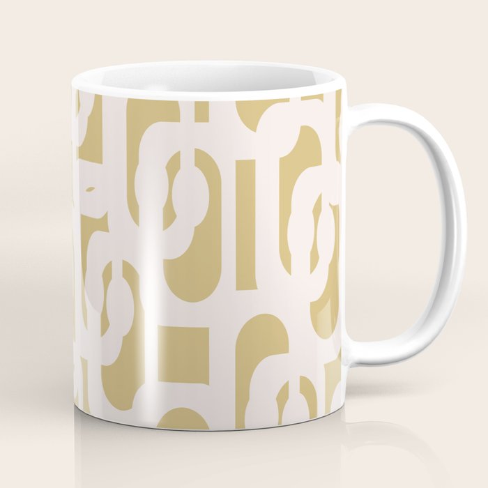 Mid Century Modern Loop Pattern in Cream and Muted Dijon Gold Coffee Mug Gallery Image 1