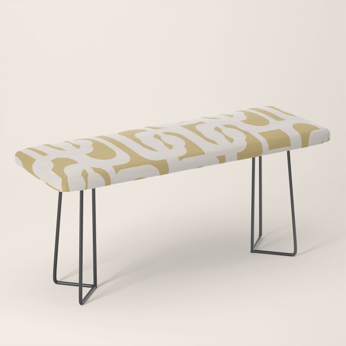 Mid Century Modern Loop Pattern in Cream and Muted Dijon Gold Bench Gallery Image 1