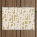 Mid Century Modern Loop Pattern in Cream and Muted Dijon Gold Outdoor Rug Gallery Image 1