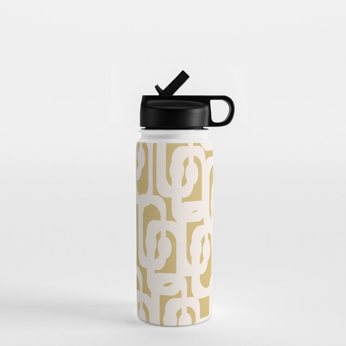 Mid Century Modern Loop Pattern in Cream and Muted Dijon Gold Water Bottle Gallery Image 1
