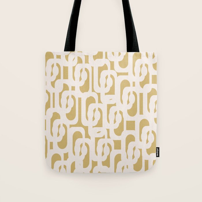 Mid Century Modern Loop Pattern in Cream and Muted Dijon Gold Tote Bag Gallery Image 1