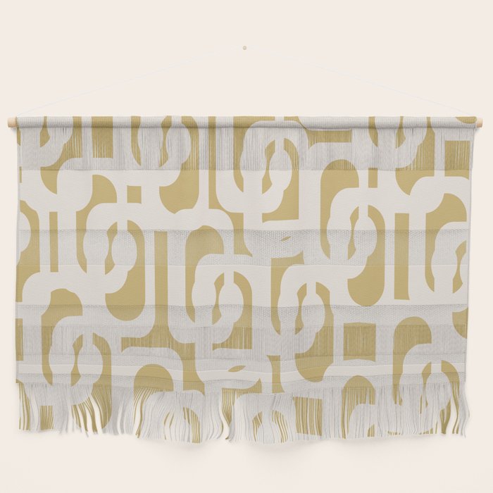 Mid Century Modern Loop Pattern in Cream and Muted Dijon Gold Wall Hanging Gallery Image 1