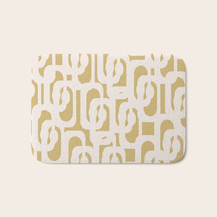 Mid Century Modern Loop Pattern in Cream and Muted Dijon Gold Bath Mat Gallery Image 1