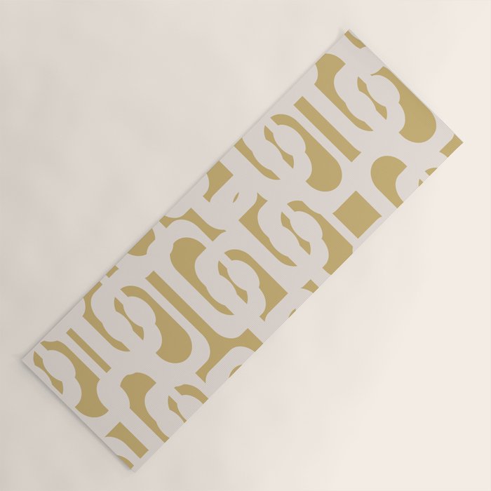 Mid Century Modern Loop Pattern in Cream and Muted Dijon Gold Yoga Mat Gallery Image 1