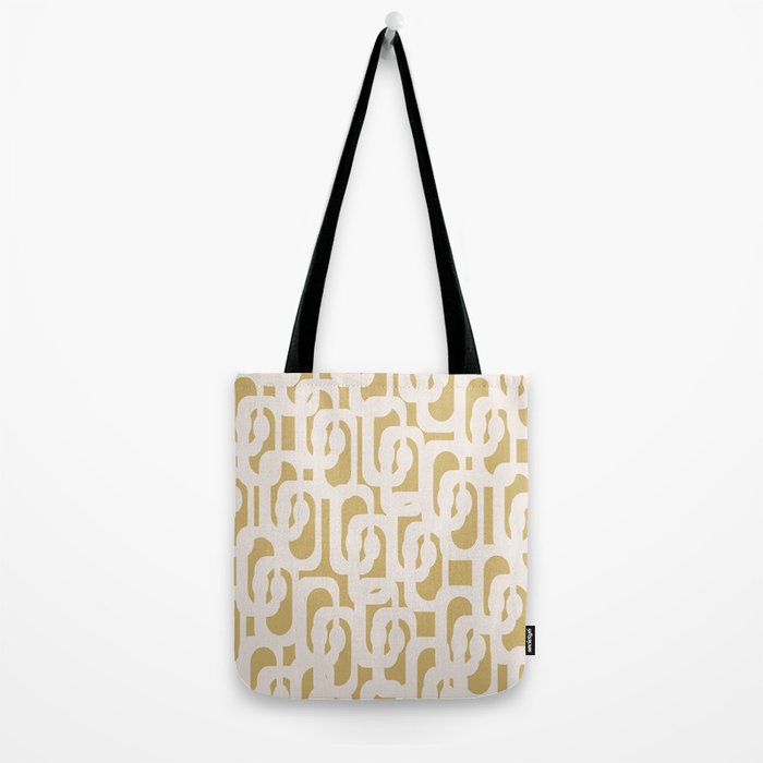 Mid Century Modern Loop Pattern in Cream and Muted Dijon Gold Tote Bag Gallery Image 2