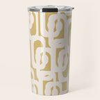 Mid Century Modern Loop Pattern in Cream and Muted Dijon Gold Travel Mug Gallery Image 1