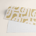 Mid Century Modern Loop Pattern in Cream and Muted Dijon Gold Wrapping Paper Gallery Image 2