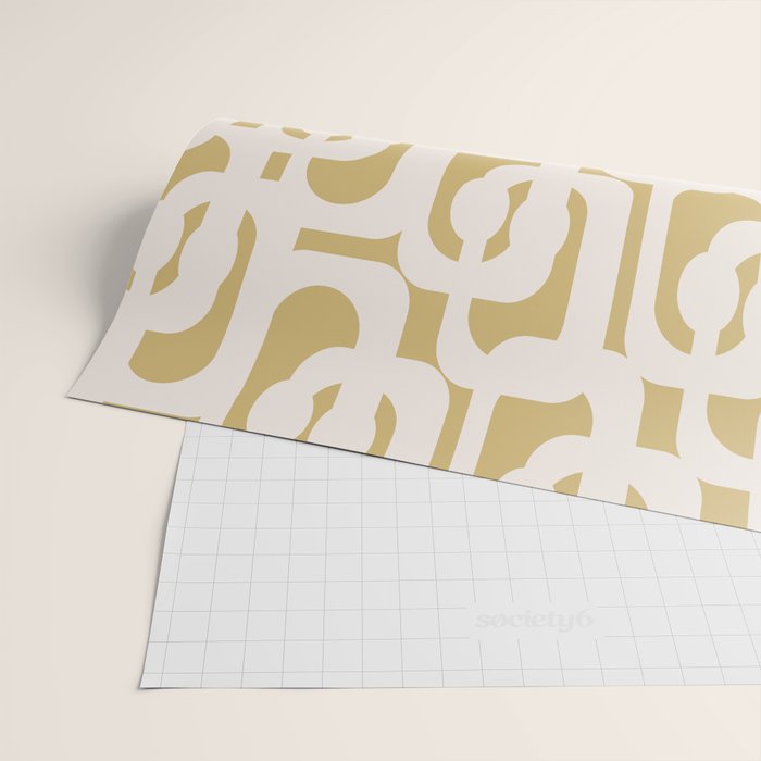 Mid Century Modern Loop Pattern in Cream and Muted Dijon Gold Wrapping Paper Gallery Image 2