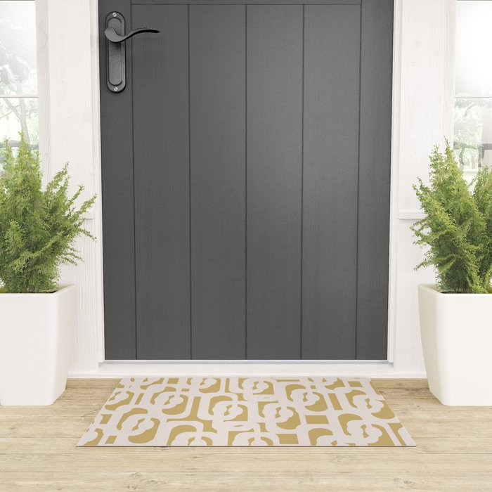 Mid Century Modern Loop Pattern in Cream and Muted Dijon Gold Welcome Mat Gallery Image 3