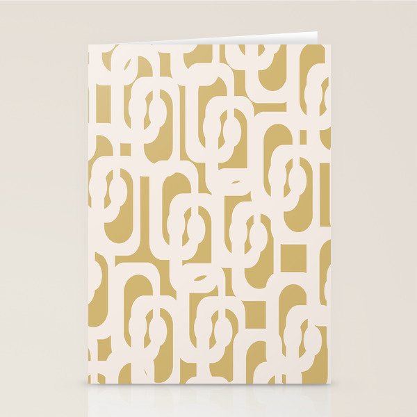 Mid Century Modern Loop Pattern in Cream and Muted Dijon Gold Stationery Card Gallery Image 1