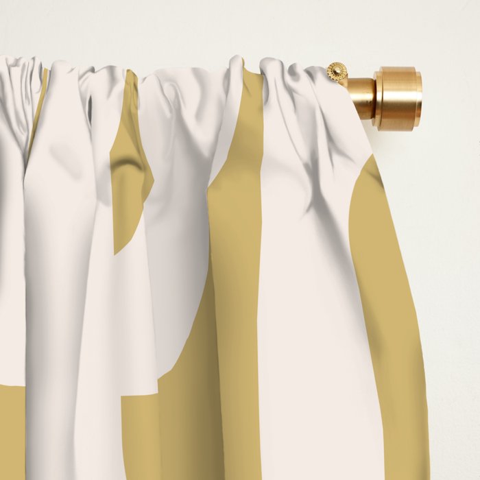 Mid Century Modern Loop Pattern in Cream and Muted Dijon Gold Window Curtain Gallery Image 2