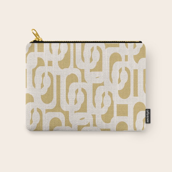 Mid Century Modern Loop Pattern in Cream and Muted Dijon Gold Carry All Pouch Gallery Image 1