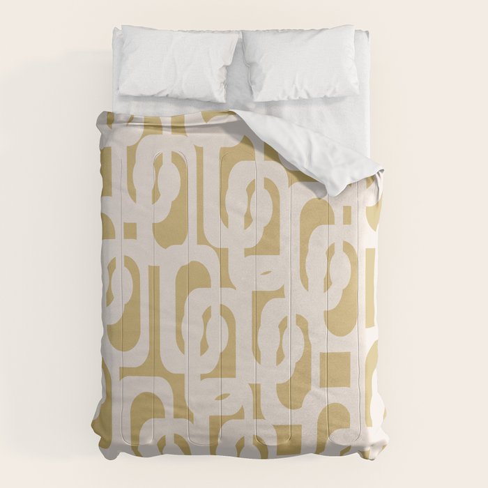 Mid Century Modern Loop Pattern in Cream and Muted Dijon Gold Comforter Gallery Image 6