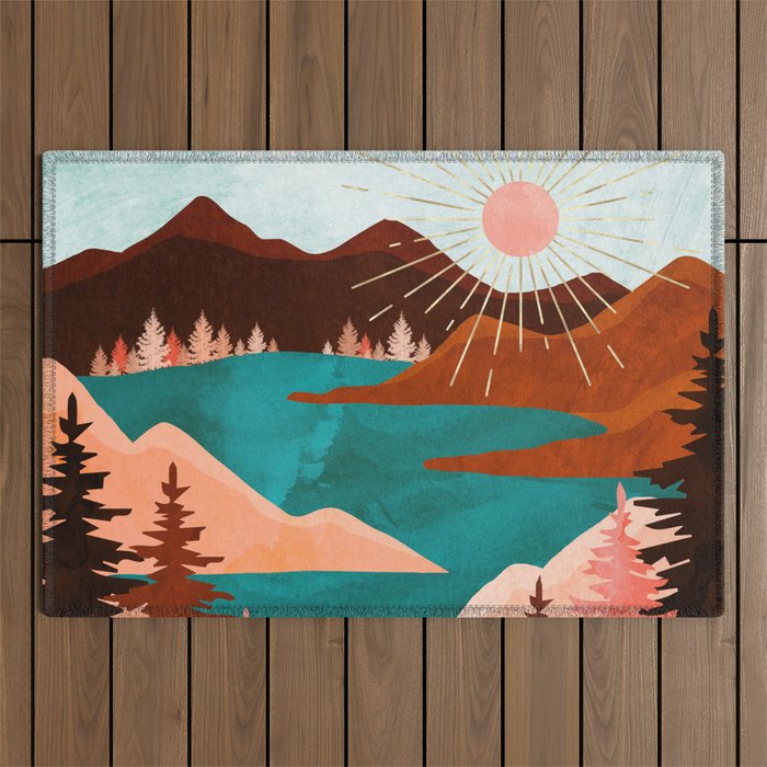 Retro Lake Outdoor Rug Gallery Image 1