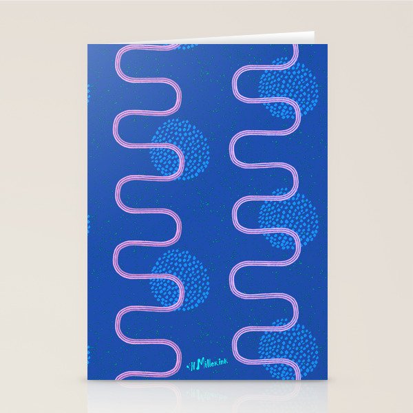 Abstract Fields in Navy Blue & Pastel Pink Stationery Card Gallery Image 2