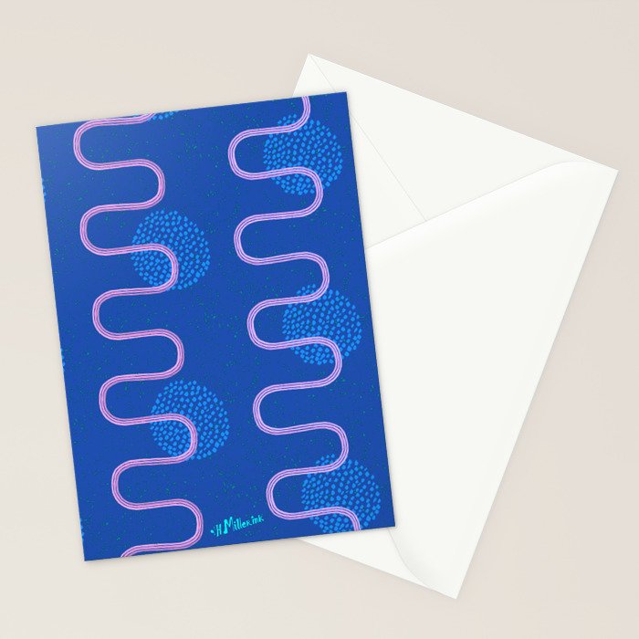 Abstract Fields in Navy Blue & Pastel Pink Stationery Card Gallery Image 2