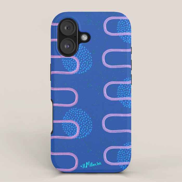 Abstract Fields in Navy Blue & Pastel Pink iPhone Case Gallery Image 1