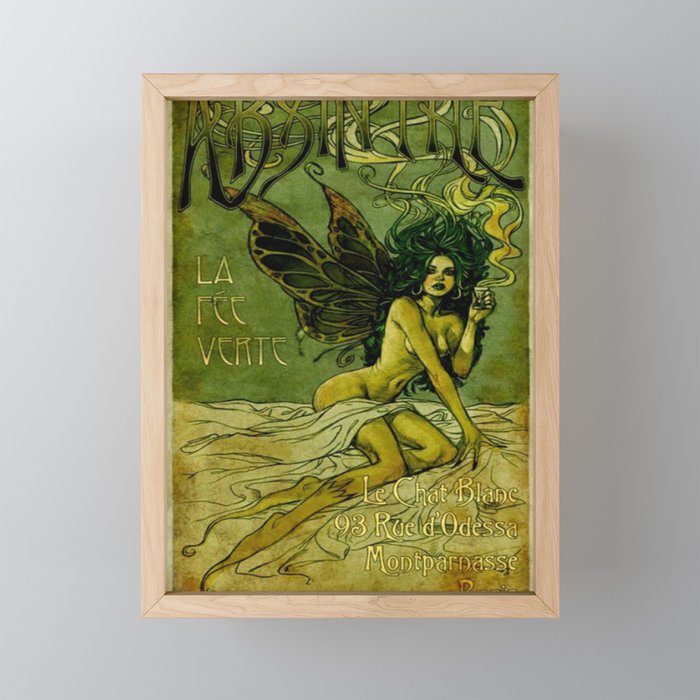 Vintage Parisian Green Fairy Absinthe Alcoholic Aperitif Advertisement Poster Mini Art Print Gallery Image 1