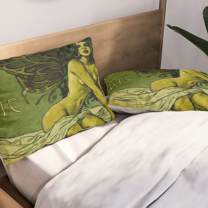 Vintage Parisian Green Fairy Absinthe Alcoholic Aperitif Advertisement Poster Pillow Sham Gallery Image 2