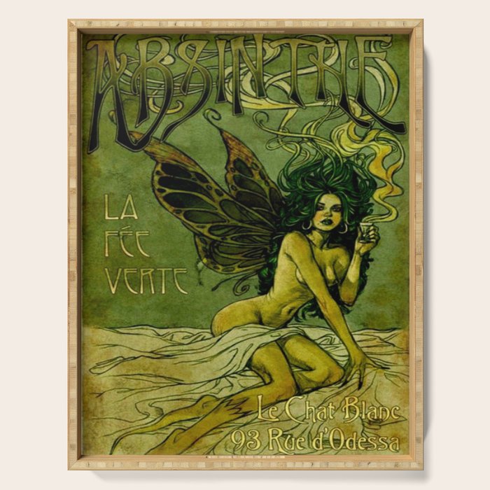 Vintage Parisian Green Fairy Absinthe Alcoholic Aperitif Advertisement Poster Serving Tray Gallery Image 1